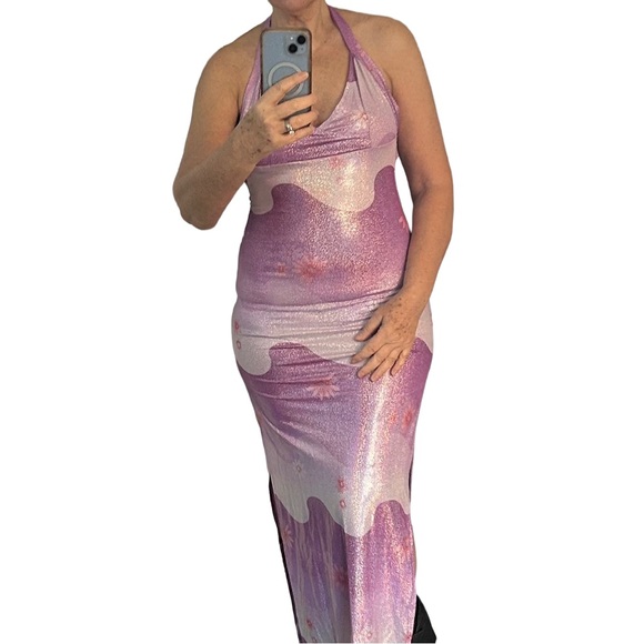 J. Valentine Dresses & Skirts - Chic Halter Maxi Dress in Shimmering Pink and Purple Size S